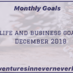 Adventures in Never Never Land December 2018 Goals